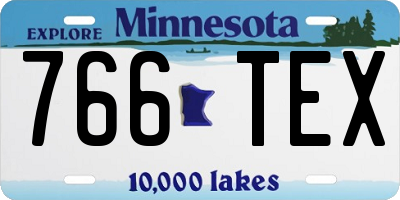 MN license plate 766TEX
