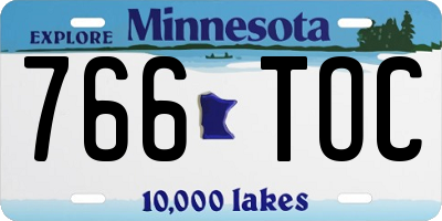 MN license plate 766TOC
