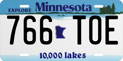 MN license plate 766TOE