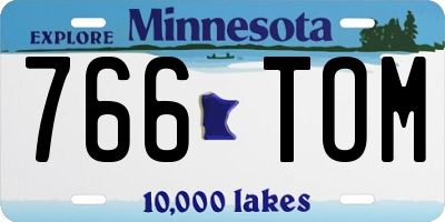 MN license plate 766TOM