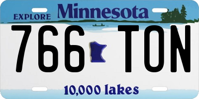 MN license plate 766TON