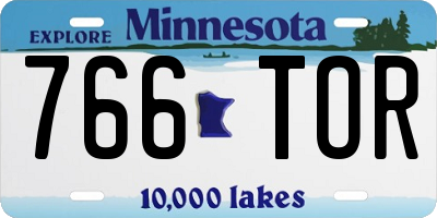 MN license plate 766TOR