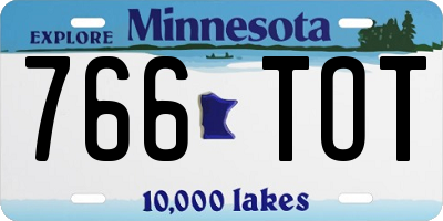 MN license plate 766TOT