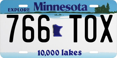 MN license plate 766TOX