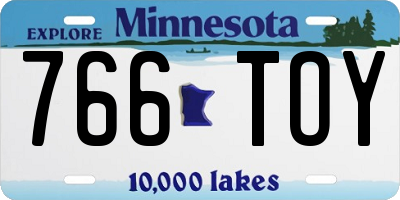 MN license plate 766TOY