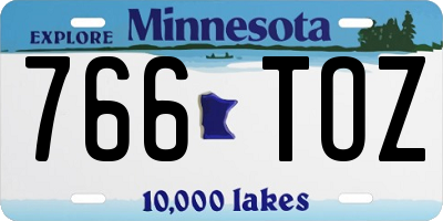 MN license plate 766TOZ