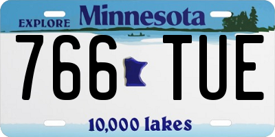 MN license plate 766TUE