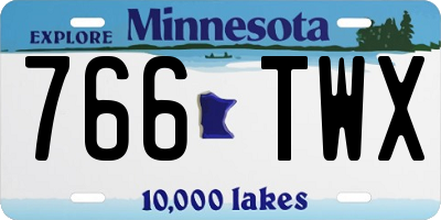 MN license plate 766TWX