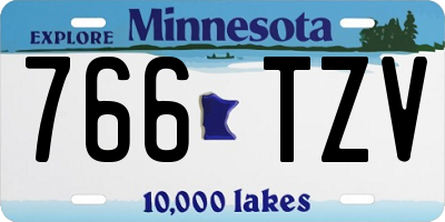 MN license plate 766TZV