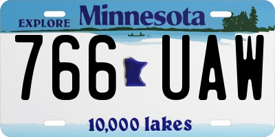 MN license plate 766UAW
