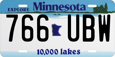 MN license plate 766UBW