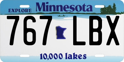 MN license plate 767LBX
