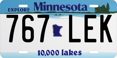 MN license plate 767LEK