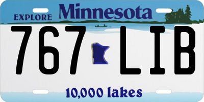 MN license plate 767LIB