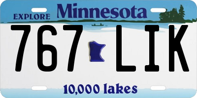 MN license plate 767LIK