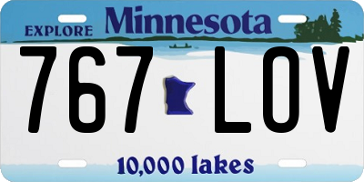 MN license plate 767LOV