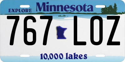 MN license plate 767LOZ