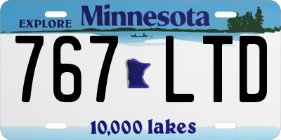 MN license plate 767LTD
