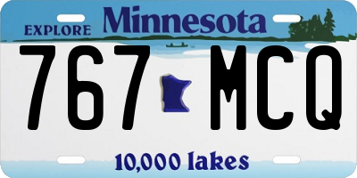 MN license plate 767MCQ