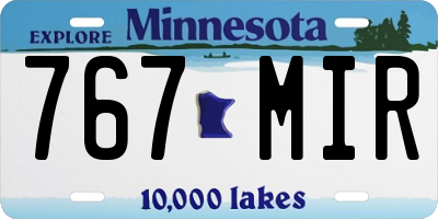 MN license plate 767MIR