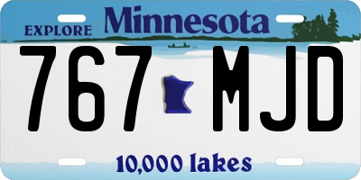 MN license plate 767MJD