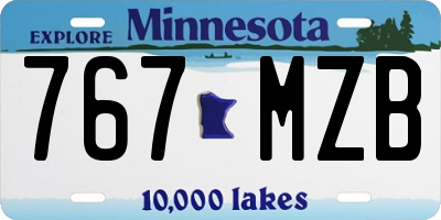 MN license plate 767MZB
