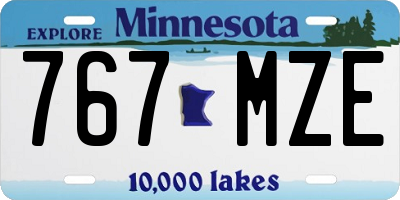 MN license plate 767MZE