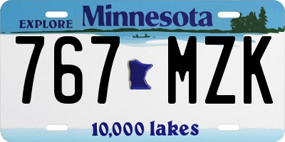 MN license plate 767MZK