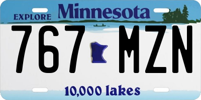 MN license plate 767MZN