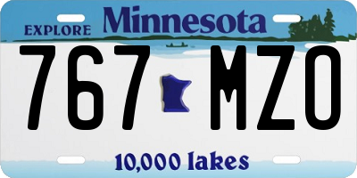 MN license plate 767MZO