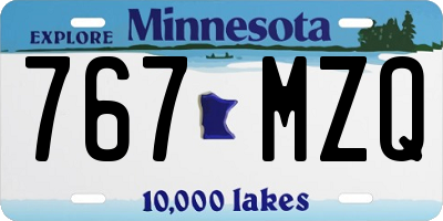 MN license plate 767MZQ