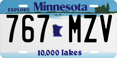 MN license plate 767MZV