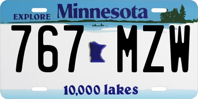MN license plate 767MZW