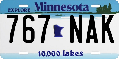 MN license plate 767NAK