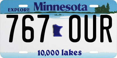 MN license plate 767OUR