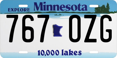 MN license plate 767OZG