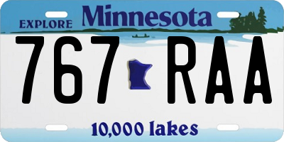 MN license plate 767RAA