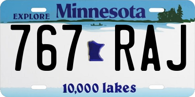 MN license plate 767RAJ