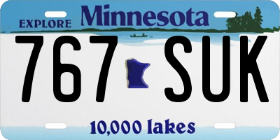 MN license plate 767SUK