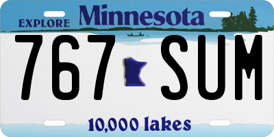 MN license plate 767SUM