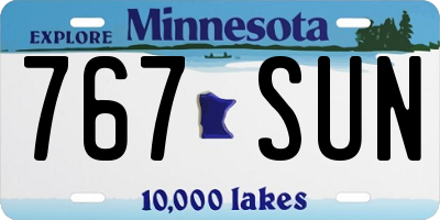 MN license plate 767SUN