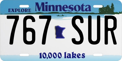 MN license plate 767SUR