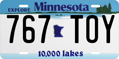 MN license plate 767TOY