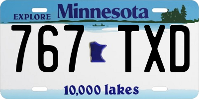 MN license plate 767TXD