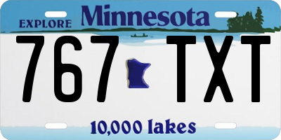 MN license plate 767TXT