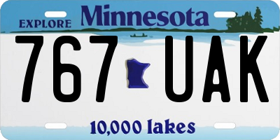 MN license plate 767UAK