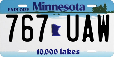 MN license plate 767UAW