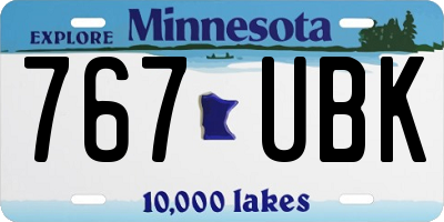 MN license plate 767UBK