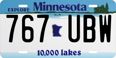 MN license plate 767UBW