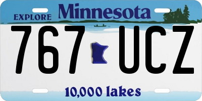 MN license plate 767UCZ